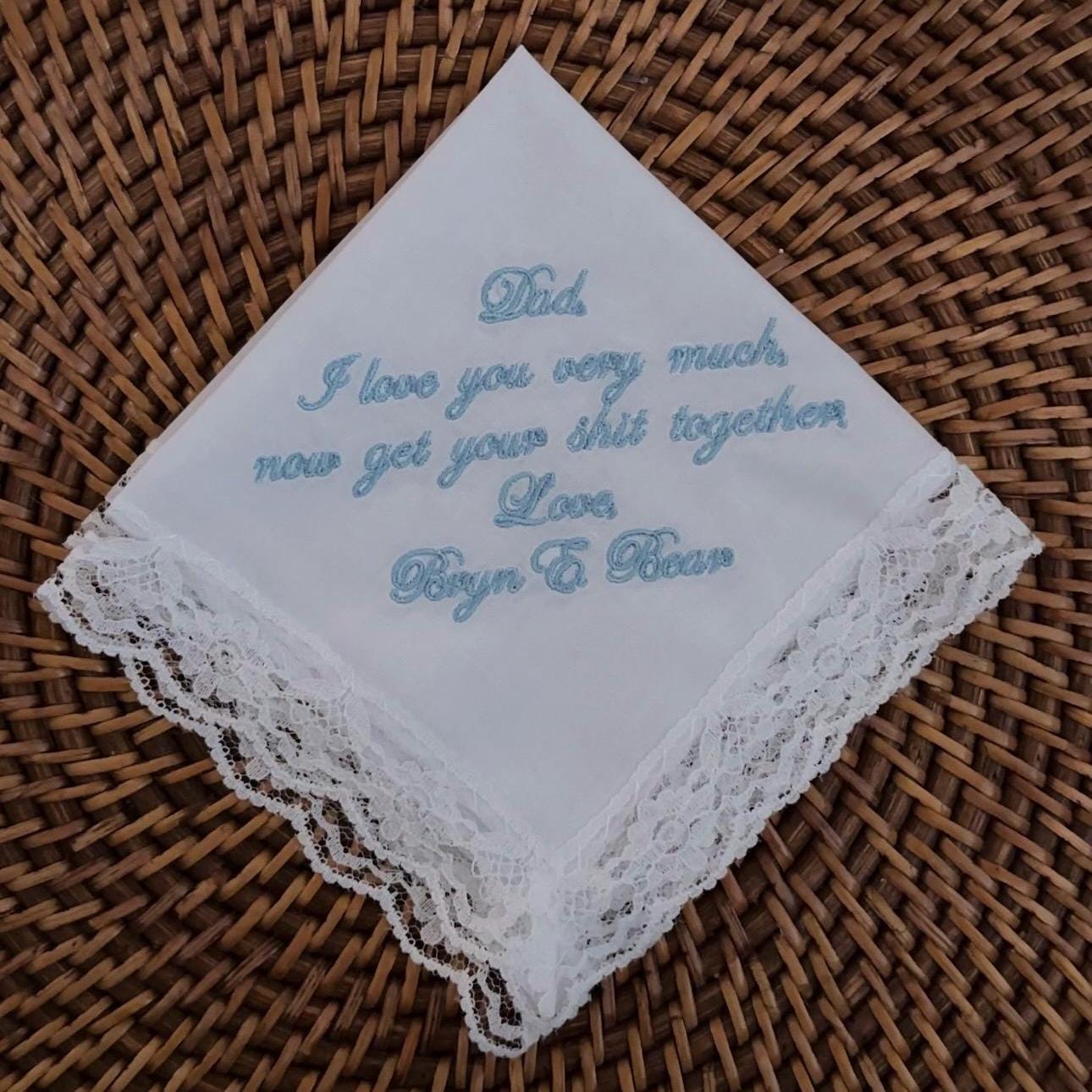 Customized Cotton Scalloped Handkerchief I Embroidered Handkerchief I Wedding Handkerchiefs