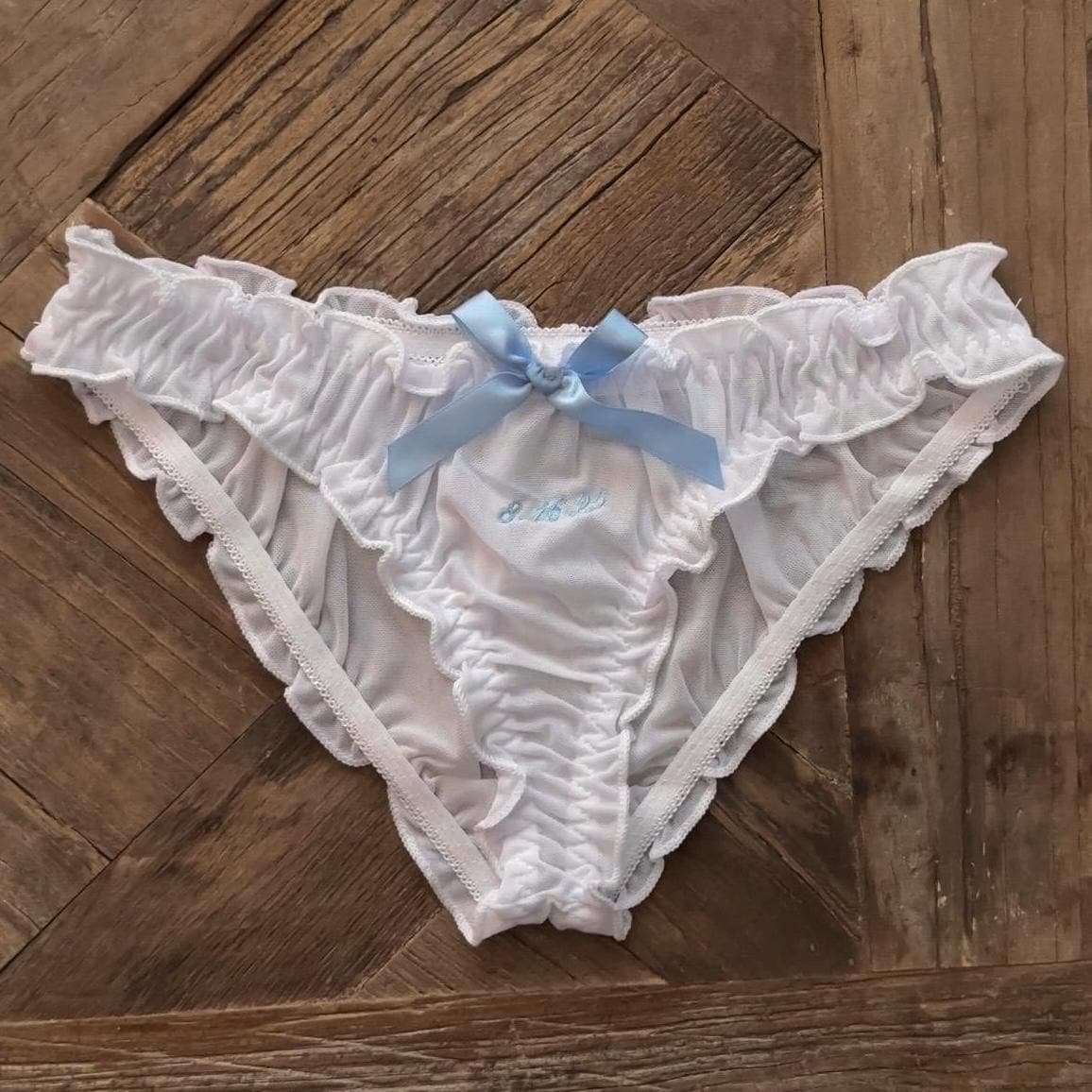 Custom Wedding Date White Mesh Underwear