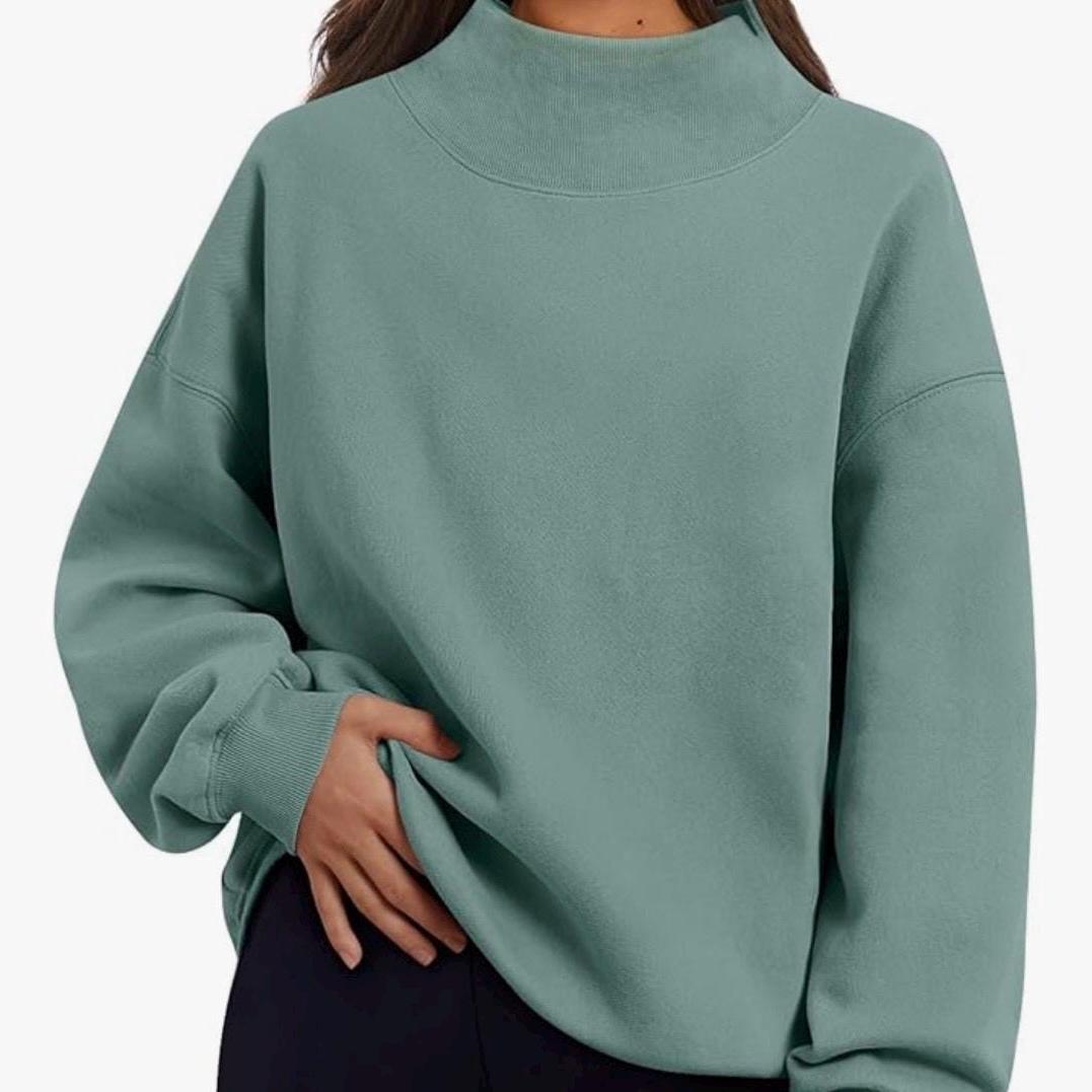Varsity Font Embroidered Personalized Applique Mockneck Crewneck I Oversized Mockneck Crewneck