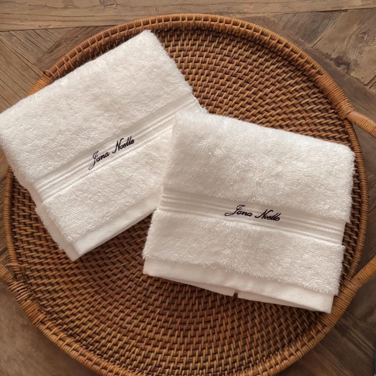Custom Embroidered Hand Towel/Bath Towel I Embroidered Custom Gift | 100% White Cotton Fabric