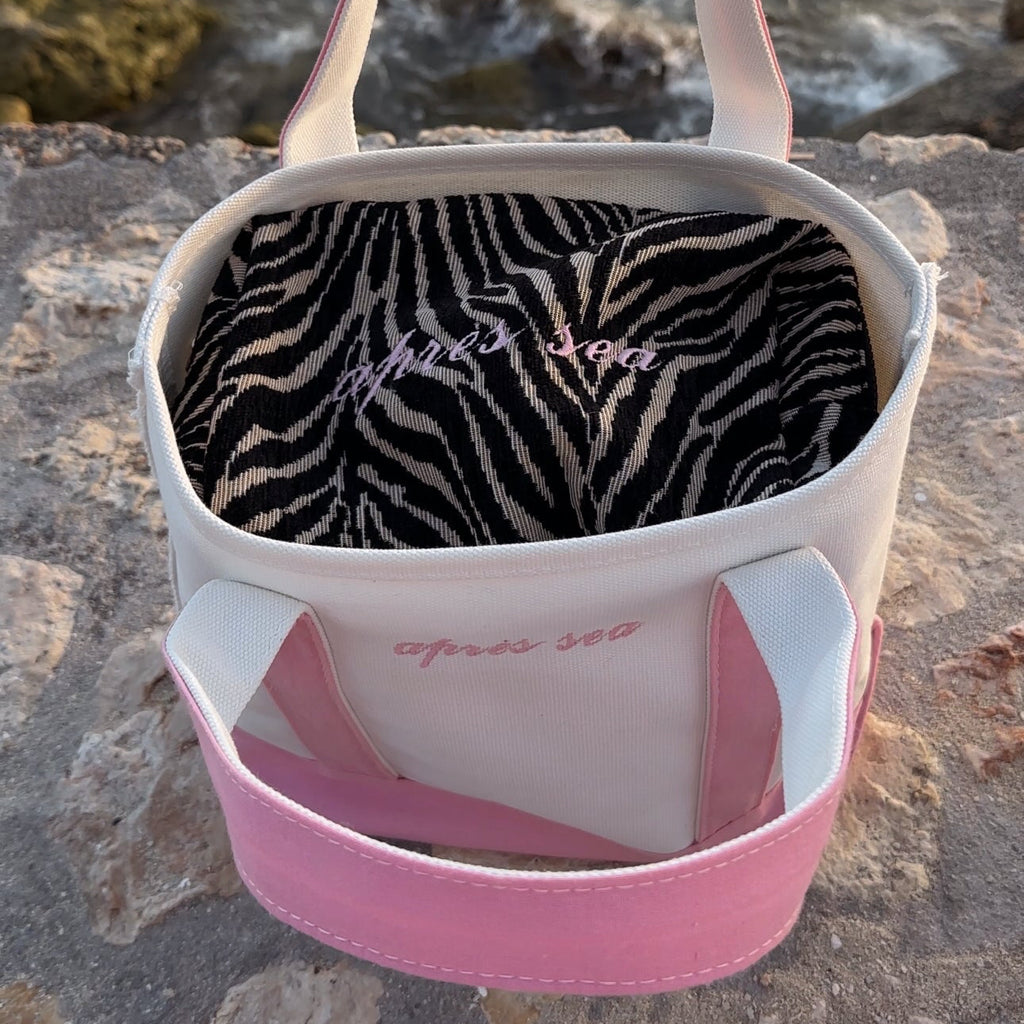 Embroidered Zebra Print Cosmetic Bag