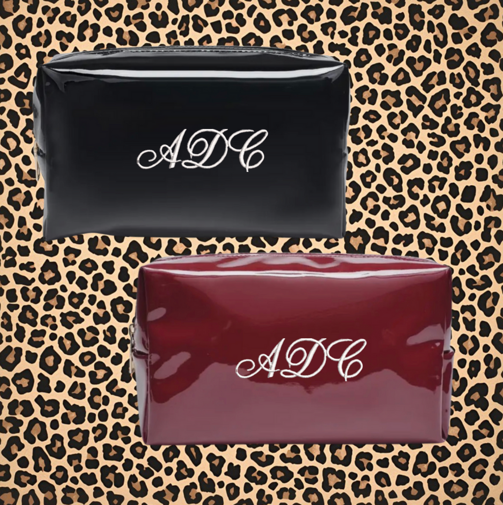 Vegan Leather Embroidered Makeup Bag: Personalized Cosmetic Bag