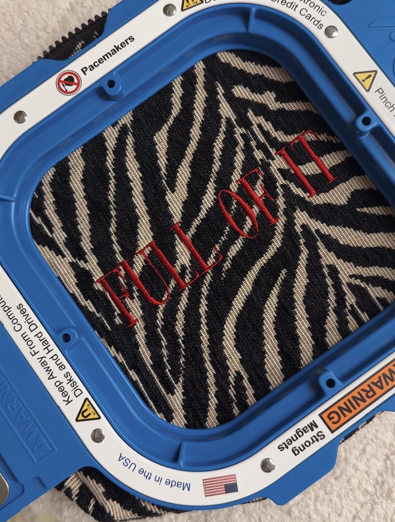 Embroidered Zebra Print Cosmetic Bag: Personalized Makeup Bag