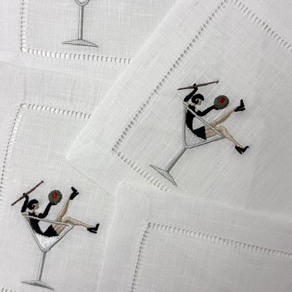 Martini Lover Embroidered Cocktail Napkins