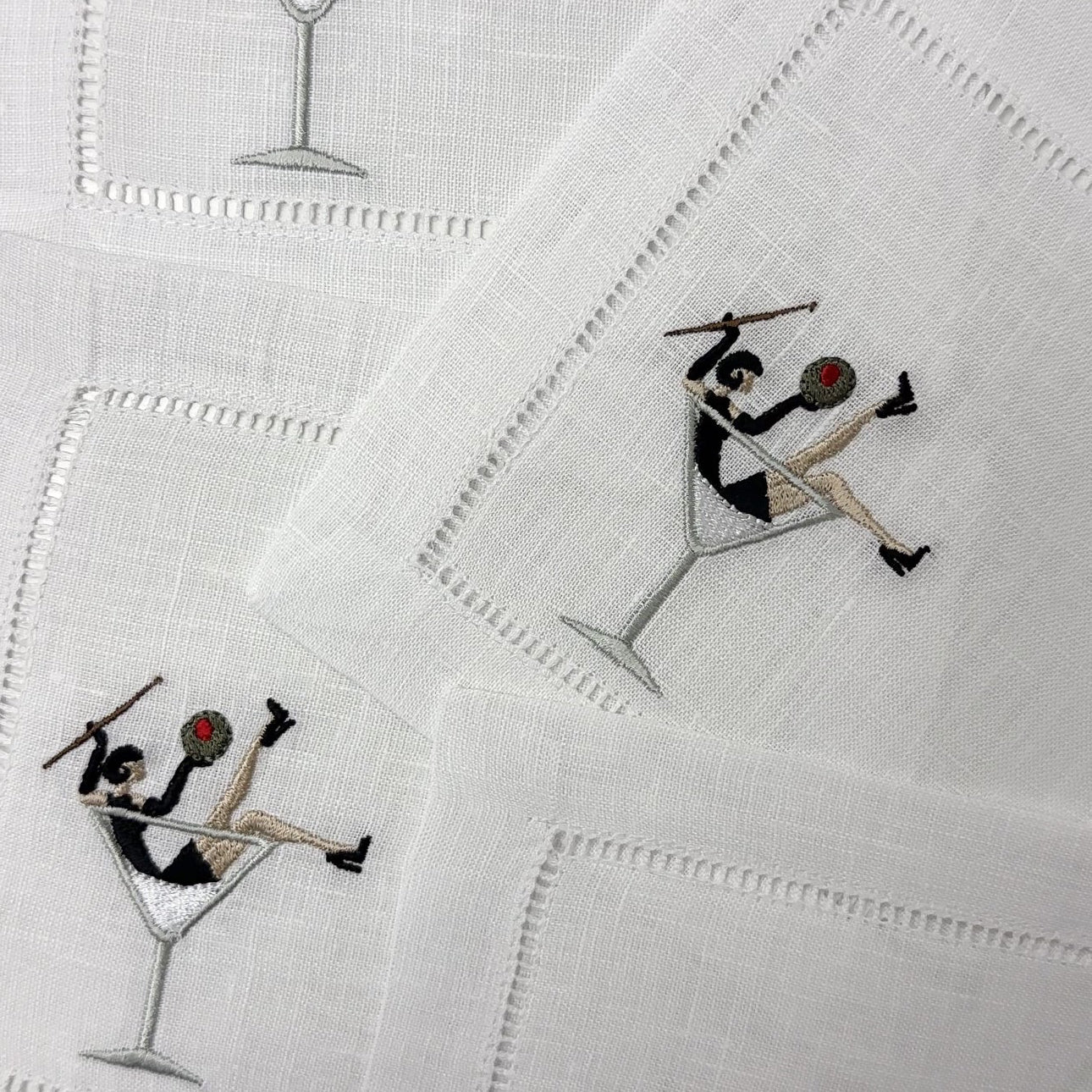 Martini Lover Embroidered Cocktail Napkins
