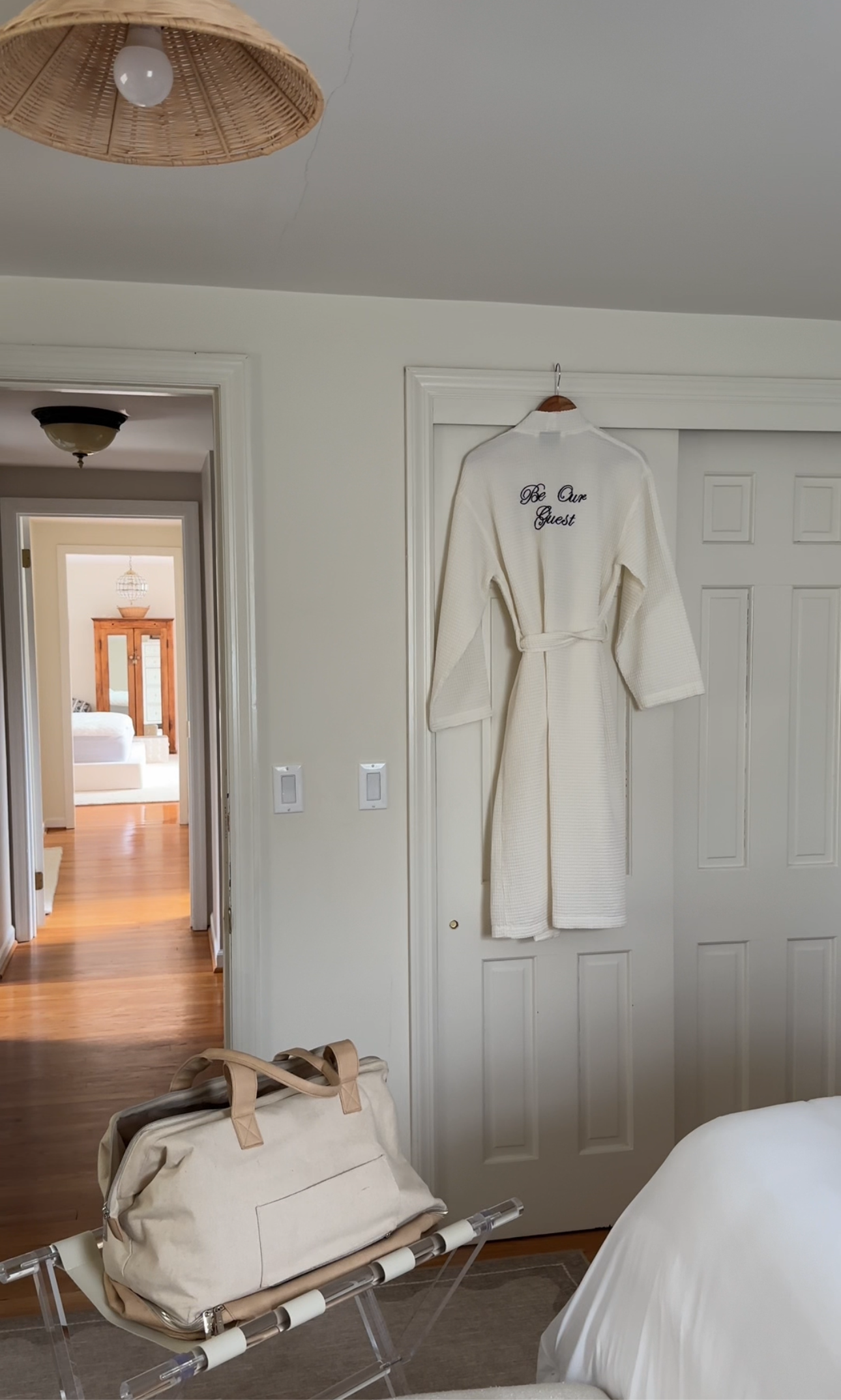 Be Our Guest Personalized Cream Waffle Embroidered 100% Cotton Unisex Bath Robe | Custom Waffle Robe