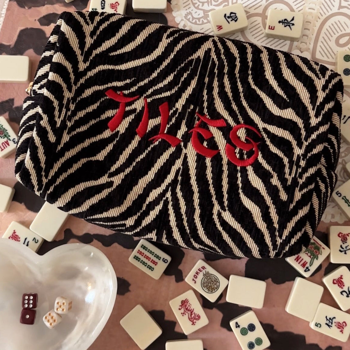 Mahjong Tile Zebra Pouch