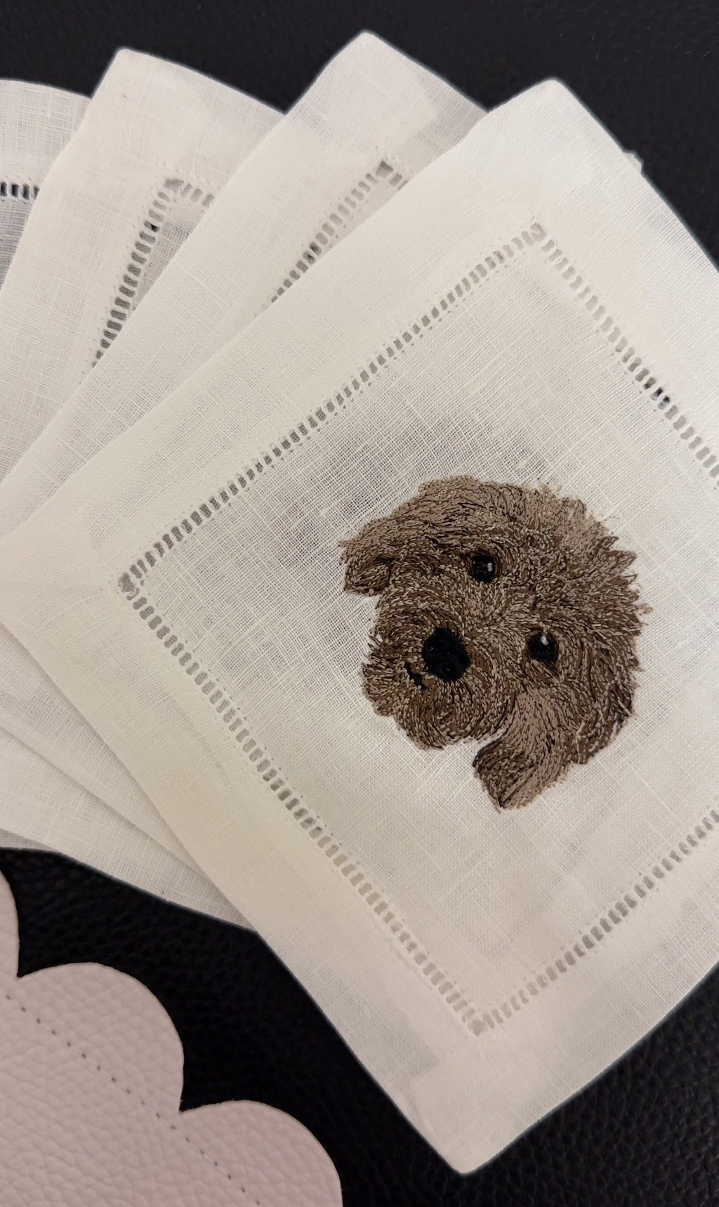 Set of Customized Animal Embroidered Cocktail Napkins I Cocktail napkins I Embroidered Cocktail Napkins I Custom Dog Cocktail Napkins