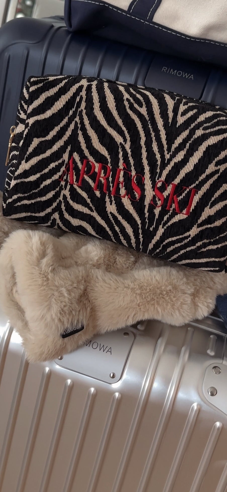 Embroidered Zebra Print Cosmetic Bag: Personalized Makeup Bag