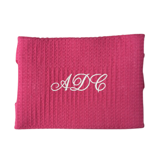 Embroidered Waffle Cosmetic Bag: Personalized Makeup Bag