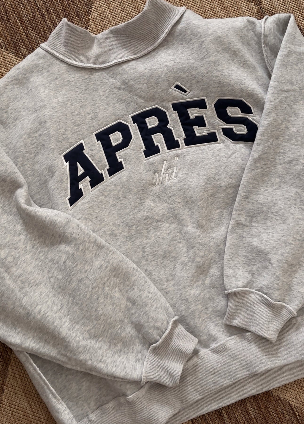 Varsity Font Embroidered Personalized Applique Mockneck Crewneck I Oversized Mockneck Crewneck