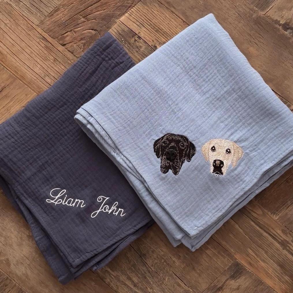 Personalized Baby Blanket with Custom Dog Embroidery or Baby Name