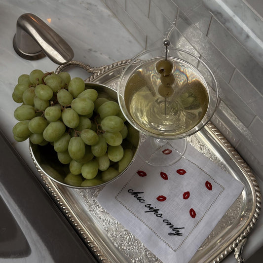 Set of Chic Sips Only Embroidered Cocktail napkins I Cocktail napkins I Embroidered Cocktail Napkins
