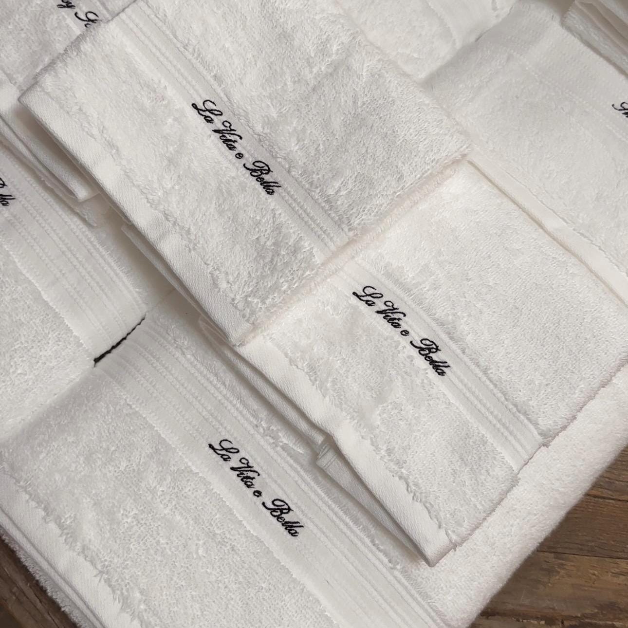 Custom Embroidered Hand Towel/Bath Towel I Embroidered Custom Gift | 100% White Cotton Fabric