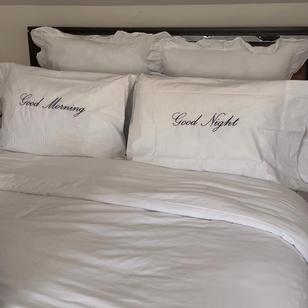 Set of Two Personalized Embroidered His and Hers Standard/King Sized Pillow Cases I Pillow Cases I Embroidered Pillow Cases