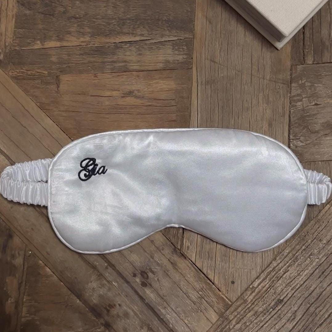 Personalized Embroidered Silk Eye Mask I Silk Eyemasks I Embroidered Silk Eyemasks