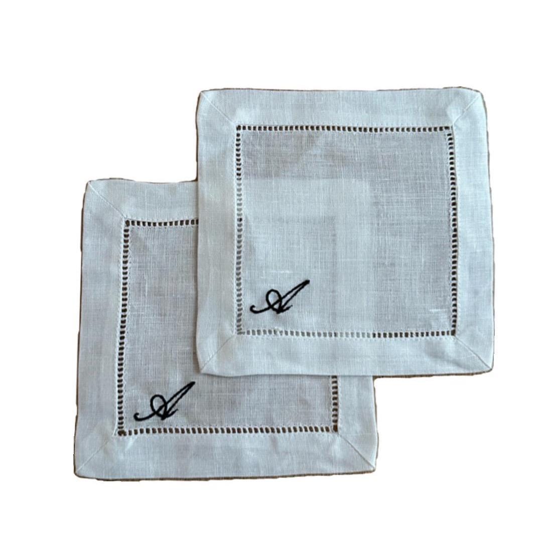 Set of Customized Initial Embroidered Cocktail Napkin I Cocktail napkins I Embroidered Cocktail Napkins