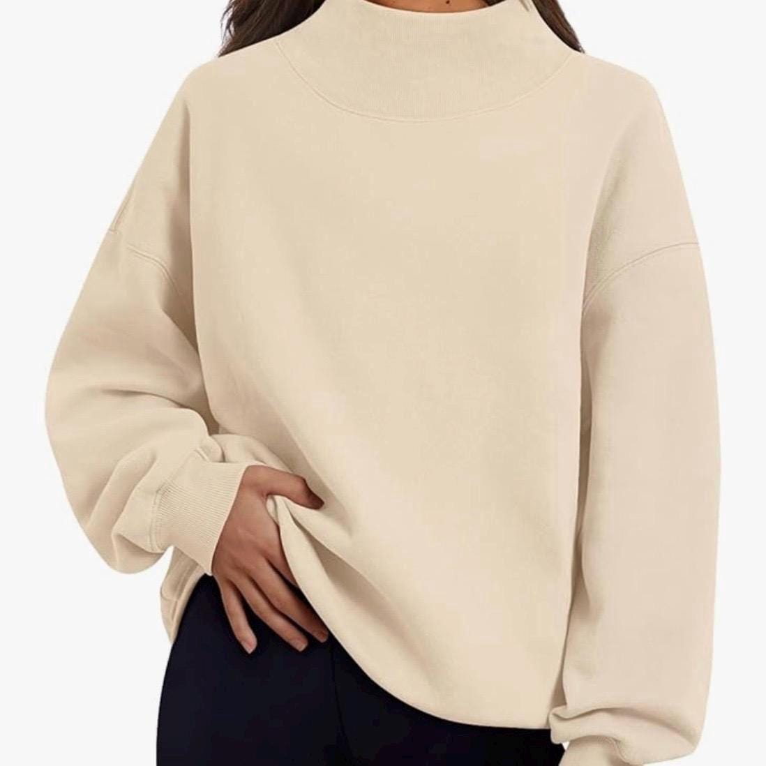 Varsity Font Embroidered Personalized Applique Mockneck Crewneck I Oversized Mockneck Crewneck